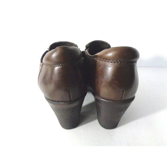 Clarks Bendables US 6.5M Brown Leather Side Zip Medium Heel Booties Shooties - Picture 3 of 7